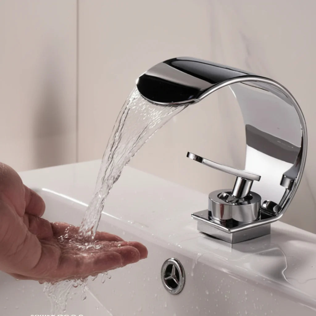 Rubinetto Lavabo A Cascata con Finitura A Specchio - Design Elegante per Bagni Moderni 9