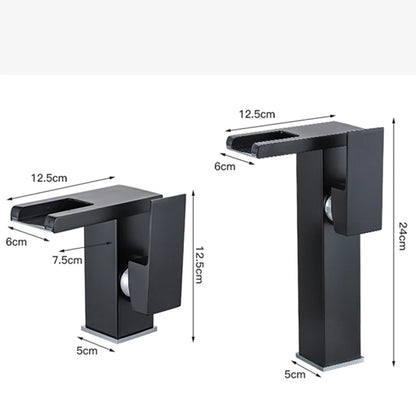 Rubinetto Lavabo Nero con LED e Maniglia Singola | Design Elegante per Controllo Temperatura 1