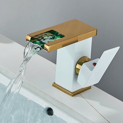 Rubinetto Lavabo Nero con LED e Maniglia Singola | Design Elegante per Controllo Temperatura 13