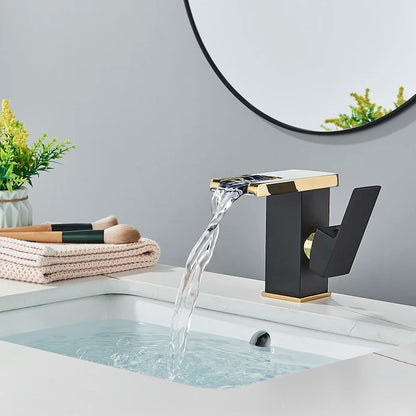 Rubinetto Lavabo Nero con LED e Maniglia Singola | Design Elegante per Controllo Temperatura 6