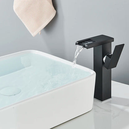 Rubinetto Lavabo Nero con LED e Maniglia Singola | Design Elegante per Controllo Temperatura 9