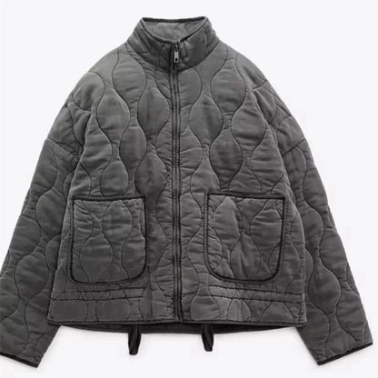 Ines | Quilted Women's Jacket with High Collar and Patch Pockets - Vintage Lightweight Warmth