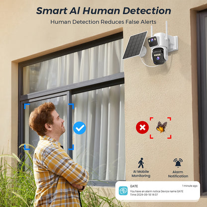 Telecamera di Sicurezza WiFi Solare 8 MP con Visione Notturna e Rilevamento Movimento