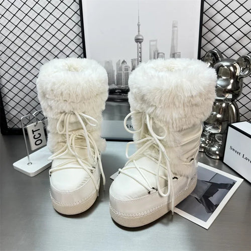 Fosca | Women's Winter Ankle Boots with Fleece Trim and High Sole - Soft Edge