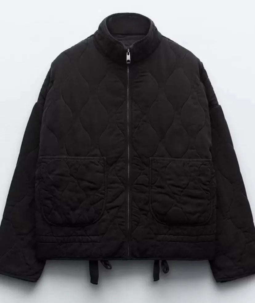 Ines | Quilted Women's Jacket with High Collar and Patch Pockets - Vintage Lightweight Warmth