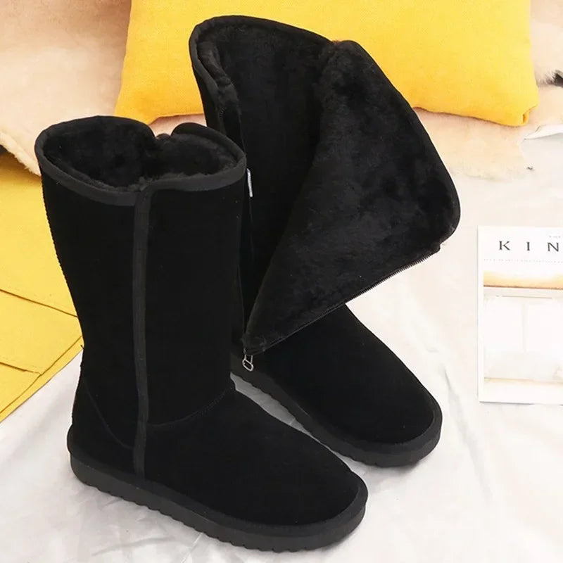 Corinna | Women's Waterproof Leather Knee-High Boots with Soft Lining - Reliable Winter Wear