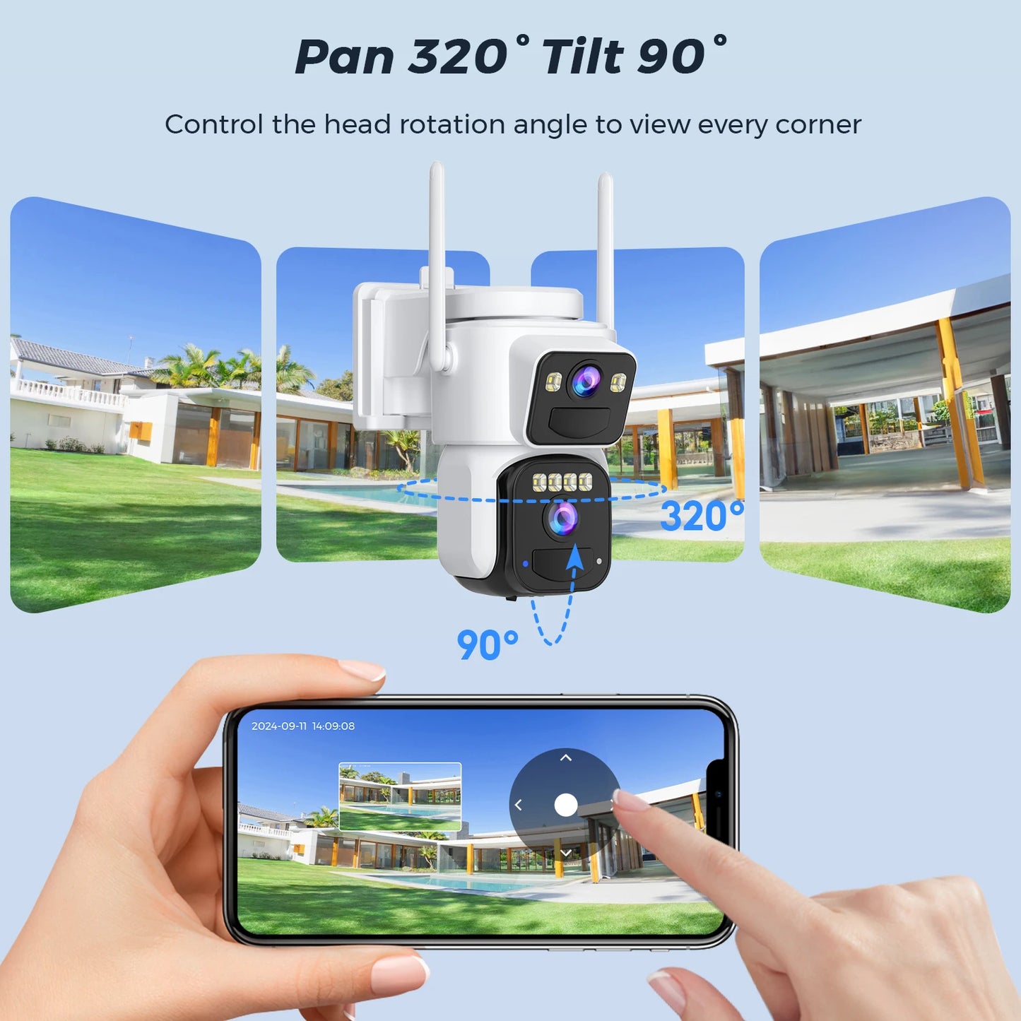Telecamera di Sicurezza WiFi Solare 8 MP con Visione Notturna e Rilevamento Movimento