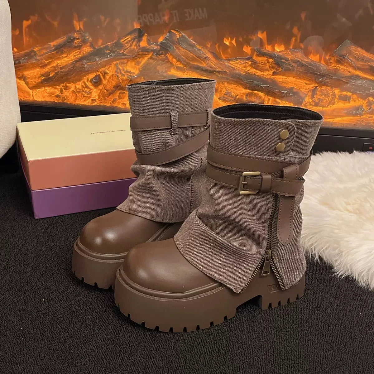 Veronica | Stivaletti Donna Combat con Platform e Fibbie - Carattere Deciso