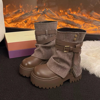 Veronica | Stivaletti Donna Combat con Platform e Fibbie - Carattere Deciso