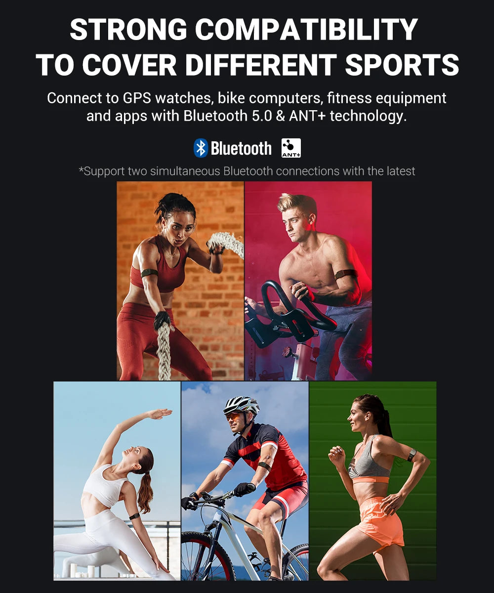Cardiofrequenzimetro da Braccio con Sensore Ottico e Bluetooth 5.0 | Monitoraggio Preciso della Frequenza Cardiaca per Fitness e Ciclismo