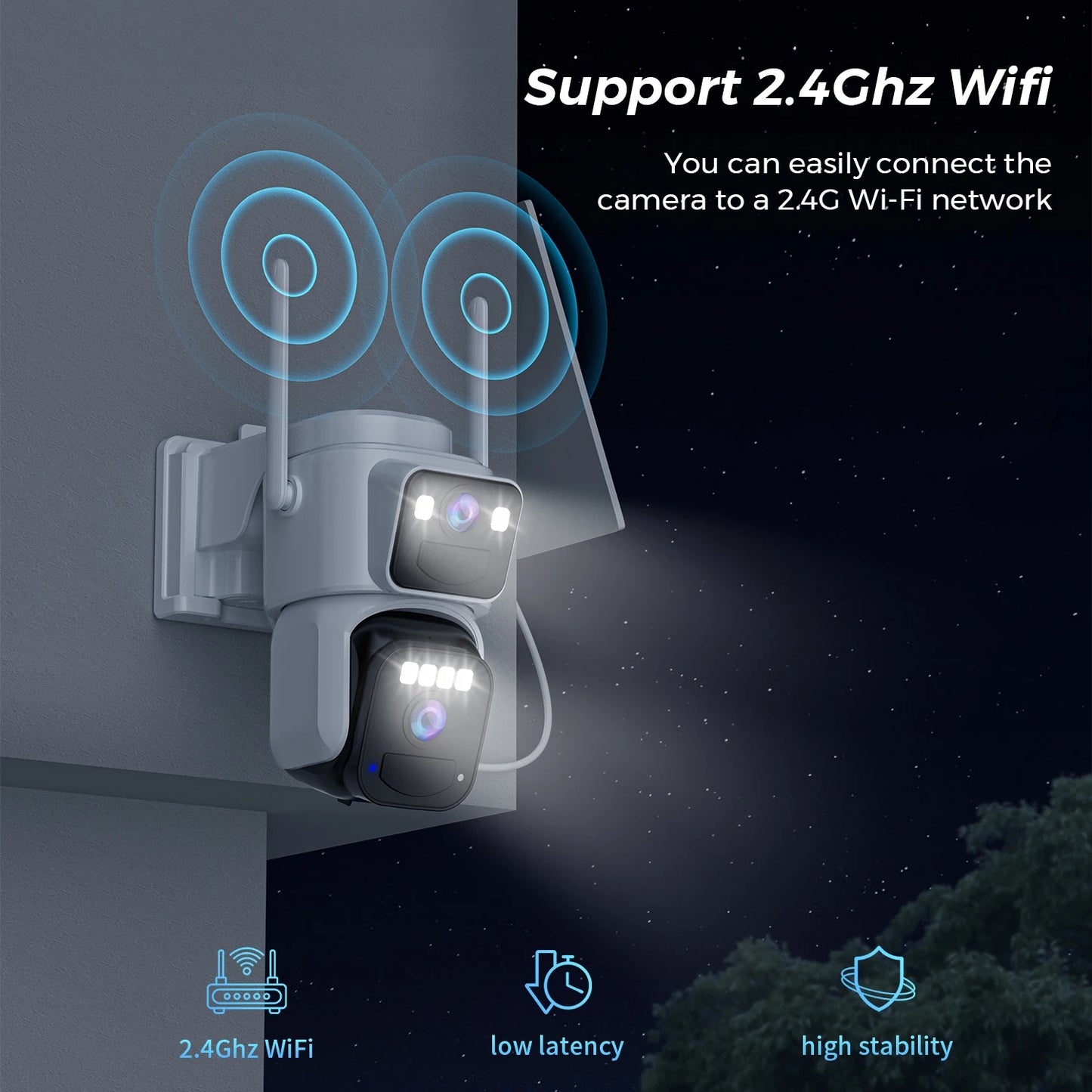 Telecamera di Sicurezza WiFi Solare 8 MP con Visione Notturna e Rilevamento Movimento