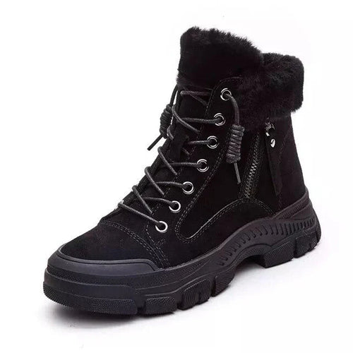 Tiziana | Women's Leather Winter Ankle Boots with Plush Lining and Chunky Sole - Warm and Non-Slip