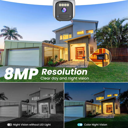 Telecamera di Sicurezza WiFi Solare 8 MP con Visione Notturna e Rilevamento Movimento