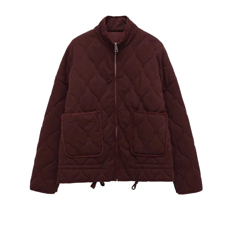 Ines | Quilted Women's Jacket with High Collar and Patch Pockets - Vintage Lightweight Warmth