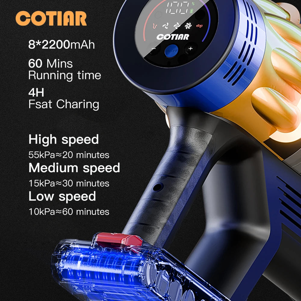 Cordless Vacuum Cleaner | Powerful 55kPa Suction and Ergonomic Design | Ideal for Efficient and Effortless Cleaning