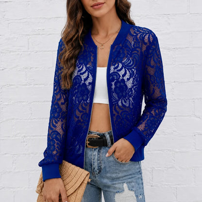Samantha | Elegante Giacca Bomber Donna in Pizzo Floreale Leggero 13