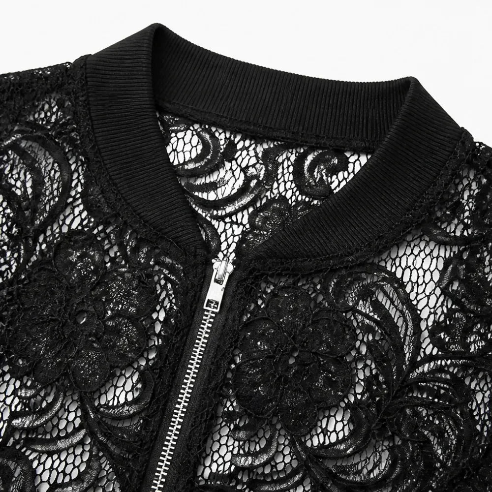 Samantha | Elegante Giacca Bomber Donna in Pizzo Floreale Leggero 7
