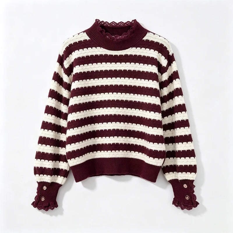 Samantha | Elegante Maglione a Righe con Pizzo per Donna 5