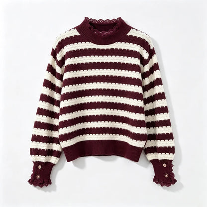 Samantha | Elegante Maglione a Righe con Pizzo per Donna 5