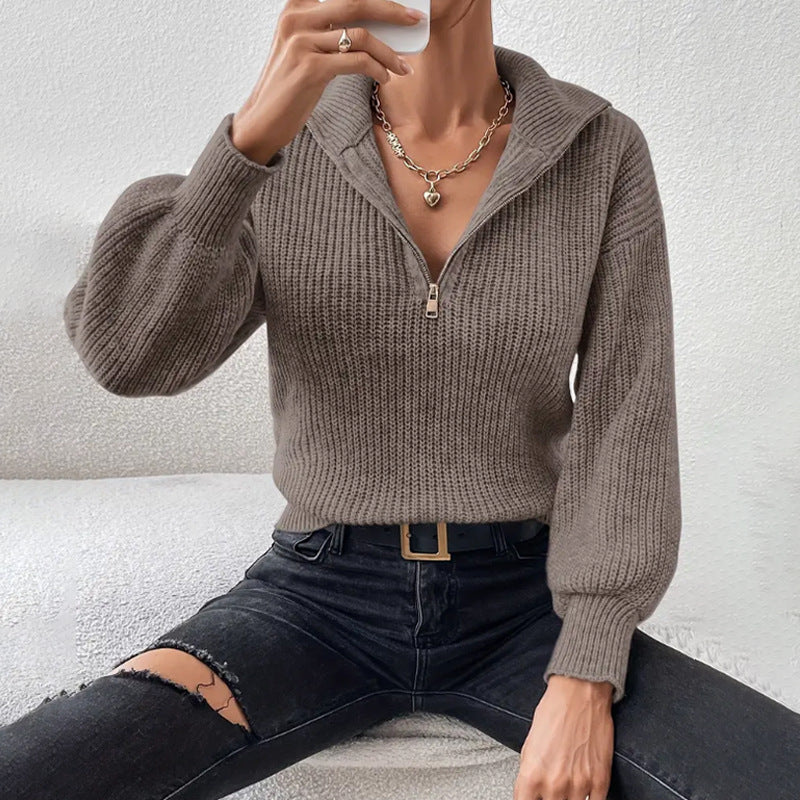 Samantha | Maglione Donna a Coste con Mezza Zip Casual Autunnale 5