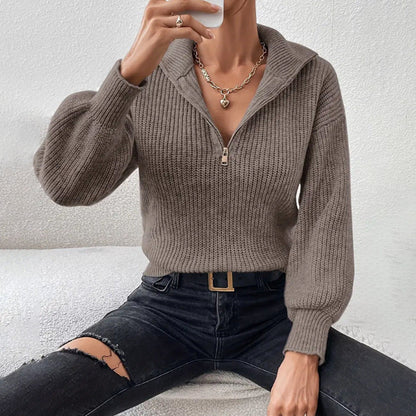 Samantha | Maglione Donna a Coste con Mezza Zip Casual Autunnale 5