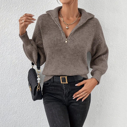 Samantha | Maglione Donna a Coste con Mezza Zip Casual Autunnale 7