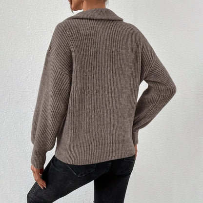 Samantha | Maglione Donna a Coste con Mezza Zip Casual Autunnale 8