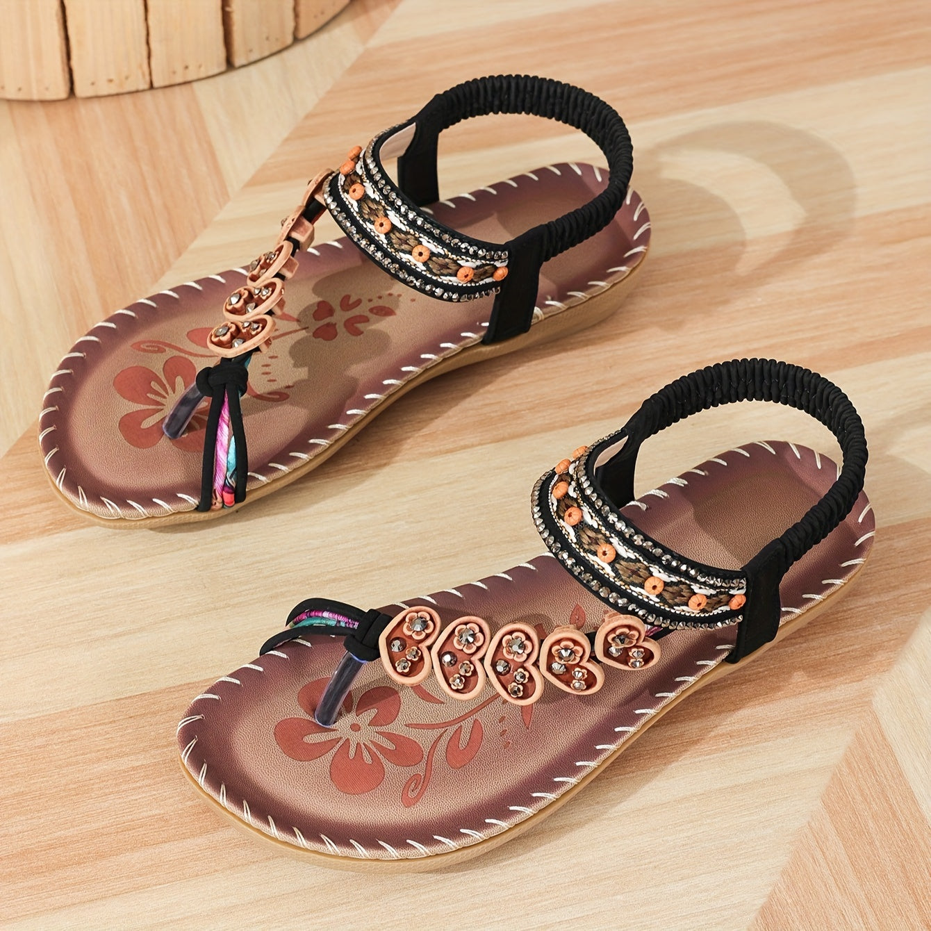 Comfortable Women's Sandals | Boho Sandals with Elastic Ankle Straps | Elegance and Comfort for Every Occasion