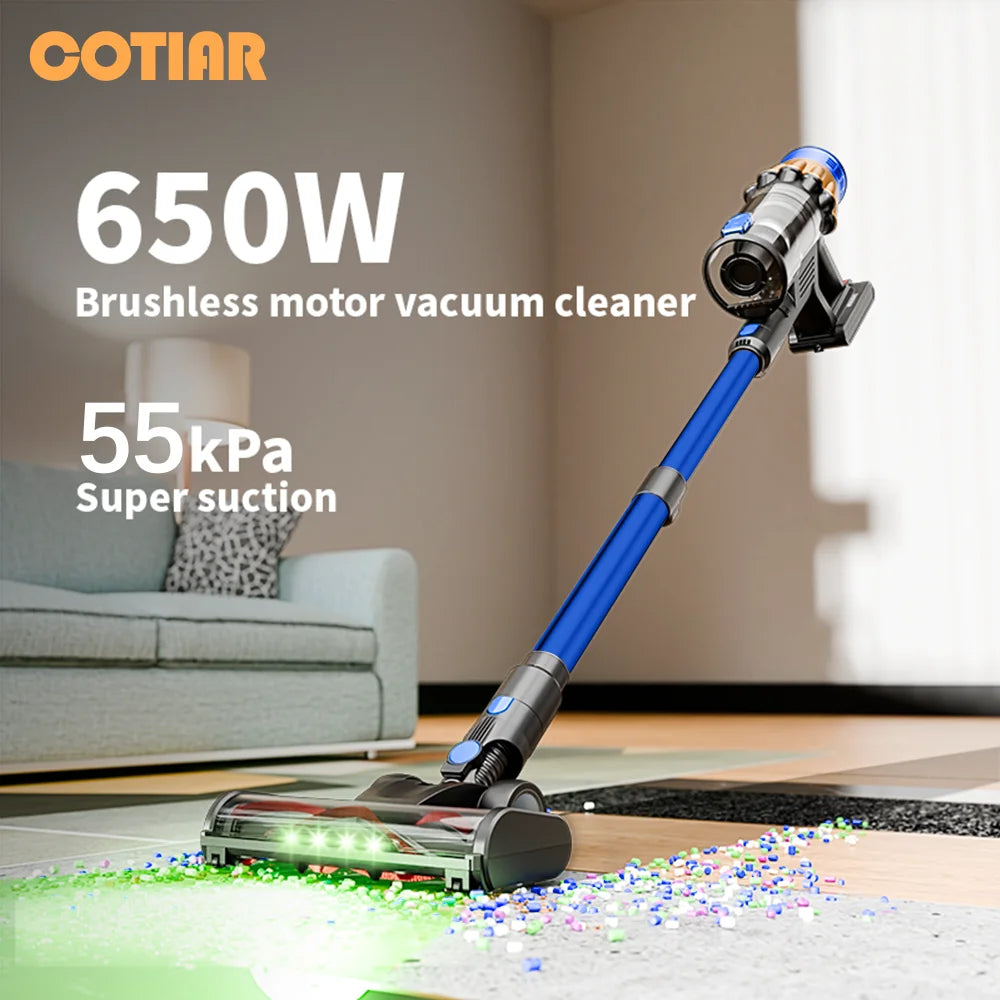 Cordless Vacuum Cleaner | Powerful 55kPa Suction and Ergonomic Design | Ideal for Efficient and Effortless Cleaning