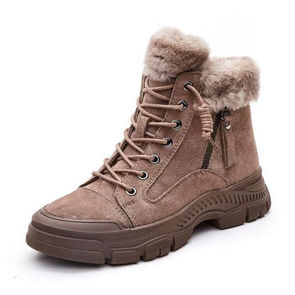 Tiziana | Damen-Winterstiefeletten aus Leder mit Plüschfutter und Chunky-Sohle - Warm und rutschfest