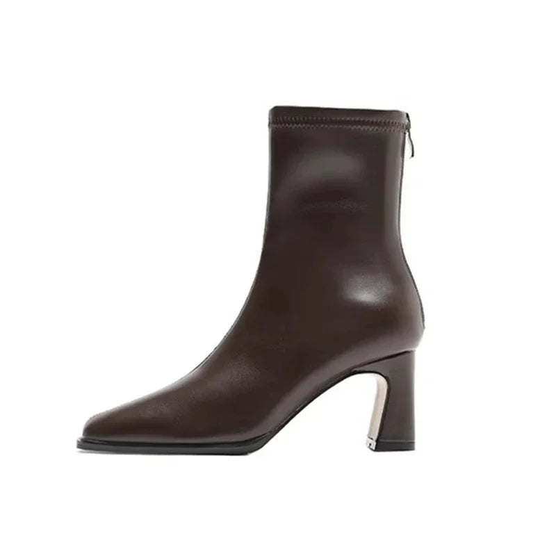 Antonella | Women's Square-Toe Ankle Boots with Block Heel - Everyday Retro Style