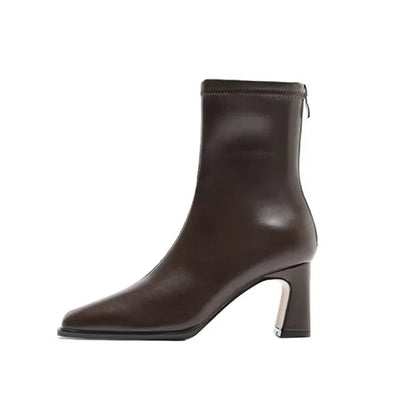Antonella | Women's Square-Toe Ankle Boots with Block Heel - Everyday Retro Style