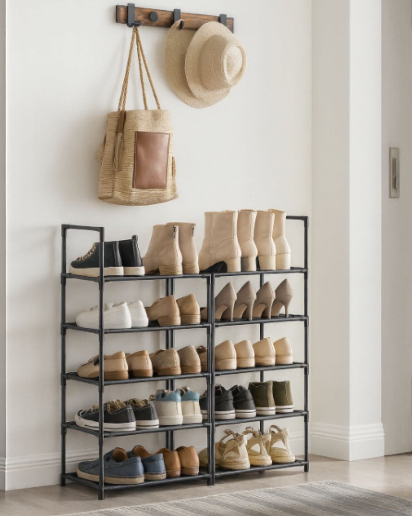 Space-Saving Metal Shoe Rack with 10 Shelves for Maximum Storage Capacity
