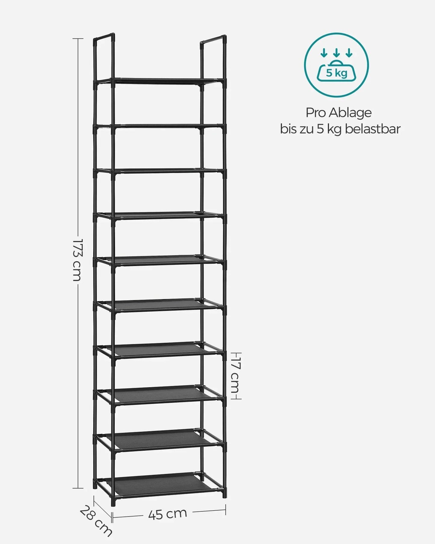 Space-Saving Metal Shoe Rack with 10 Shelves for Maximum Storage Capacity