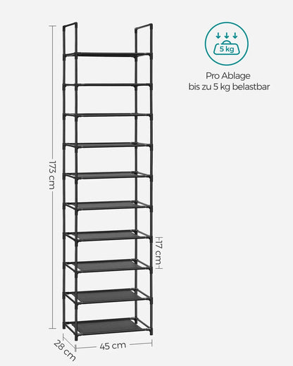 Space-Saving Metal Shoe Rack with 10 Shelves for Maximum Storage Capacity
