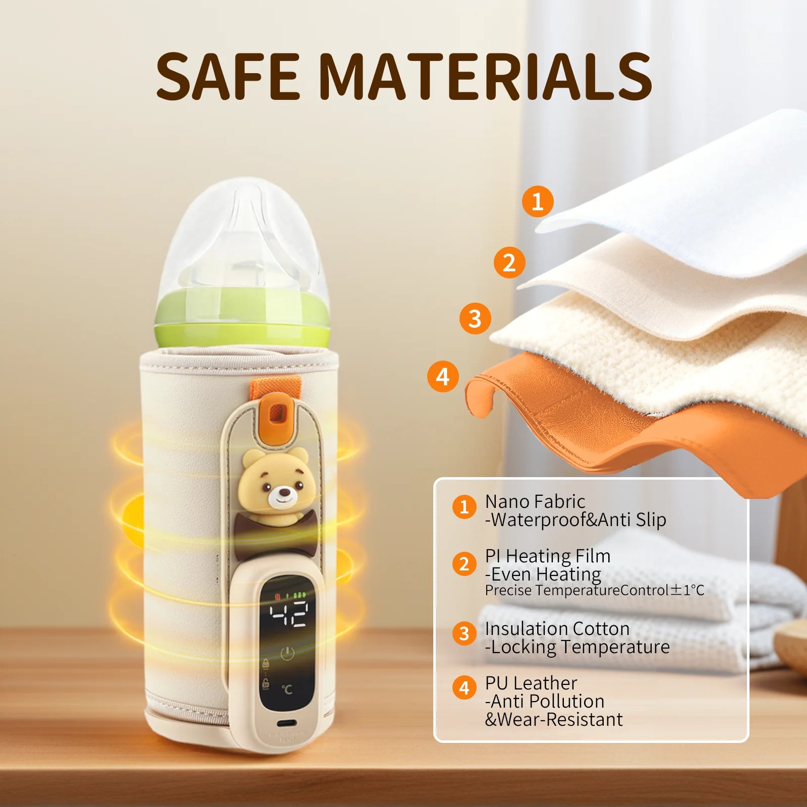 Scaldabiberon Portatile con Controllo Temperatura 38-50°C | Design Compatto per Viaggi e Uso Quotidiano 3