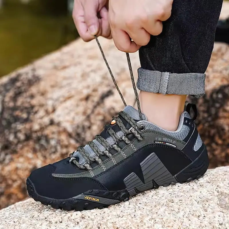 Men's Trekking Shoes | Waterproof Leather with Non-Slip Sole | Comfort and Durability for Outdoor Adventures