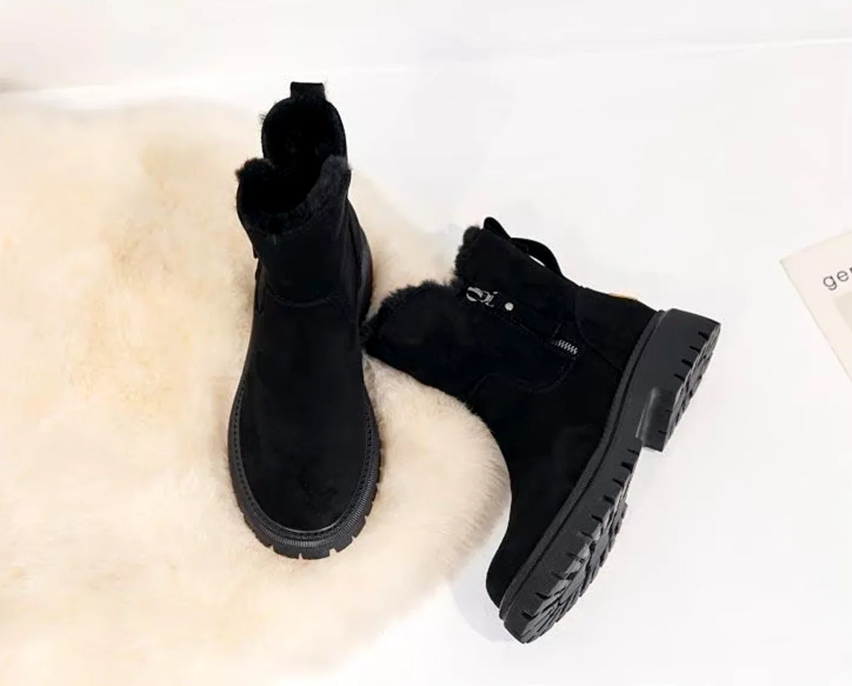 Rosalia | Winterstiefeletten für Damen mit Kunstfellfutter und hoher Sohle - Wärme für jeden Tag