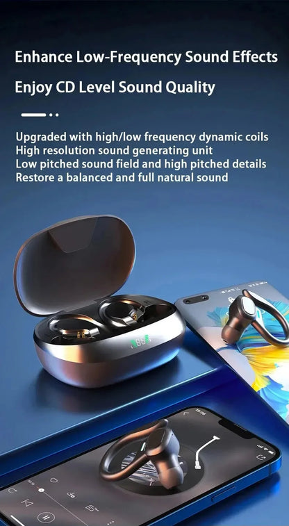 Auricolari Sportivi Wireless | HiFi Stereo con Design Impermeabile e Gancio per Orecchio | Perfetti per Allenamenti e Attività Outdoor