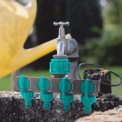 4-Way Garden Hose Splitter with Separate Control - Flexible Irrigation for Gardens and Flower Beds
