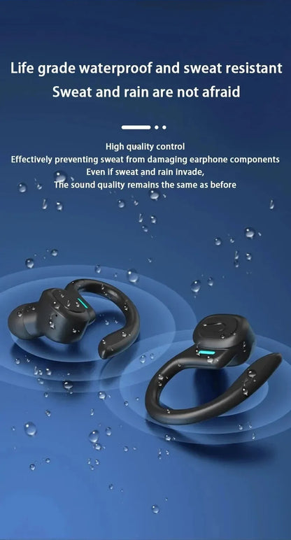 Auricolari Sportivi Wireless | HiFi Stereo con Design Impermeabile e Gancio per Orecchio | Perfetti per Allenamenti e Attività Outdoor