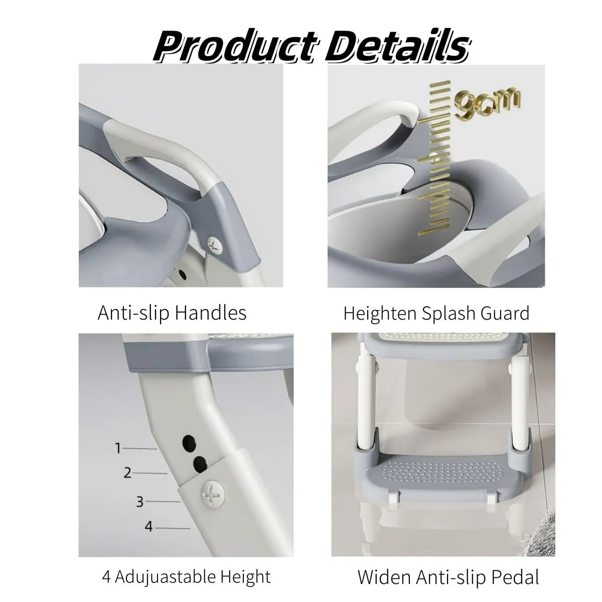 Sedile per WC per Bambini | 3 in 1 con Gradini Antiscivolo e Design Pieghevole | Comfort e Sicurezza per il Tuo Bambino 4