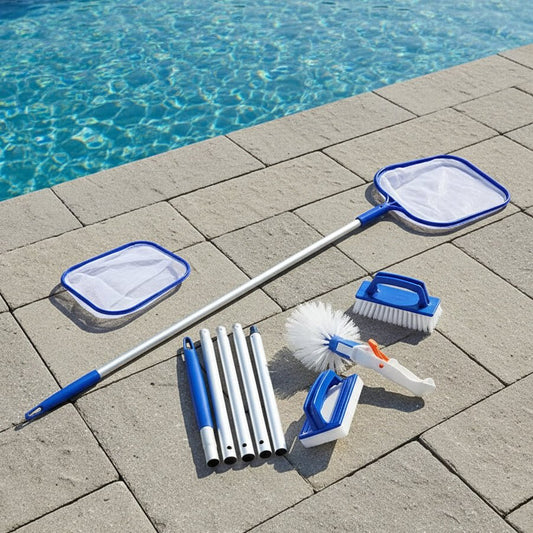 Set Completo per la Pulizia della Piscina con Asta in Alluminio Robusta | Manutenzione Efficiente per Acqua Pulita e Cristallina