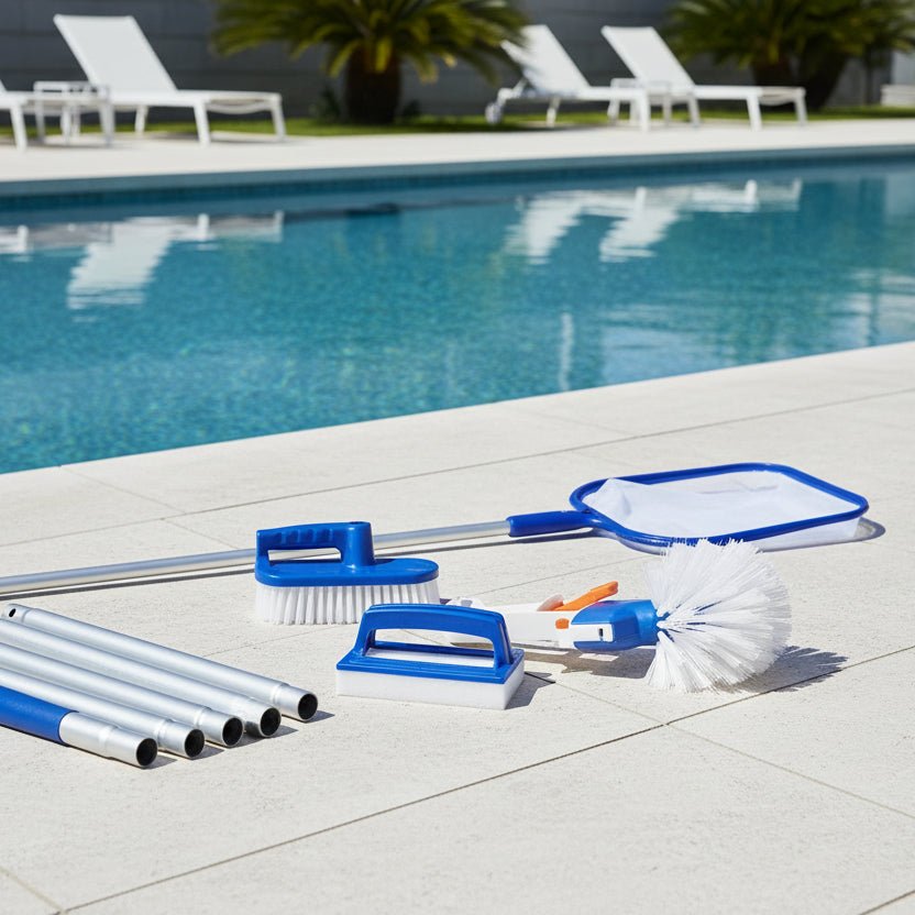 Complete Pool Cleaning Set with Sturdy Aluminum Pole | Efficient Maintenance for Clean and Clear Water
