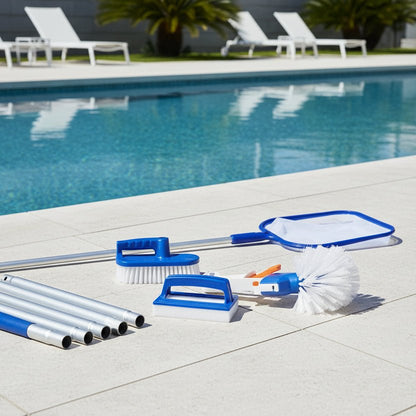 Complete Pool Cleaning Set with Sturdy Aluminum Pole | Efficient Maintenance for Clean and Clear Water