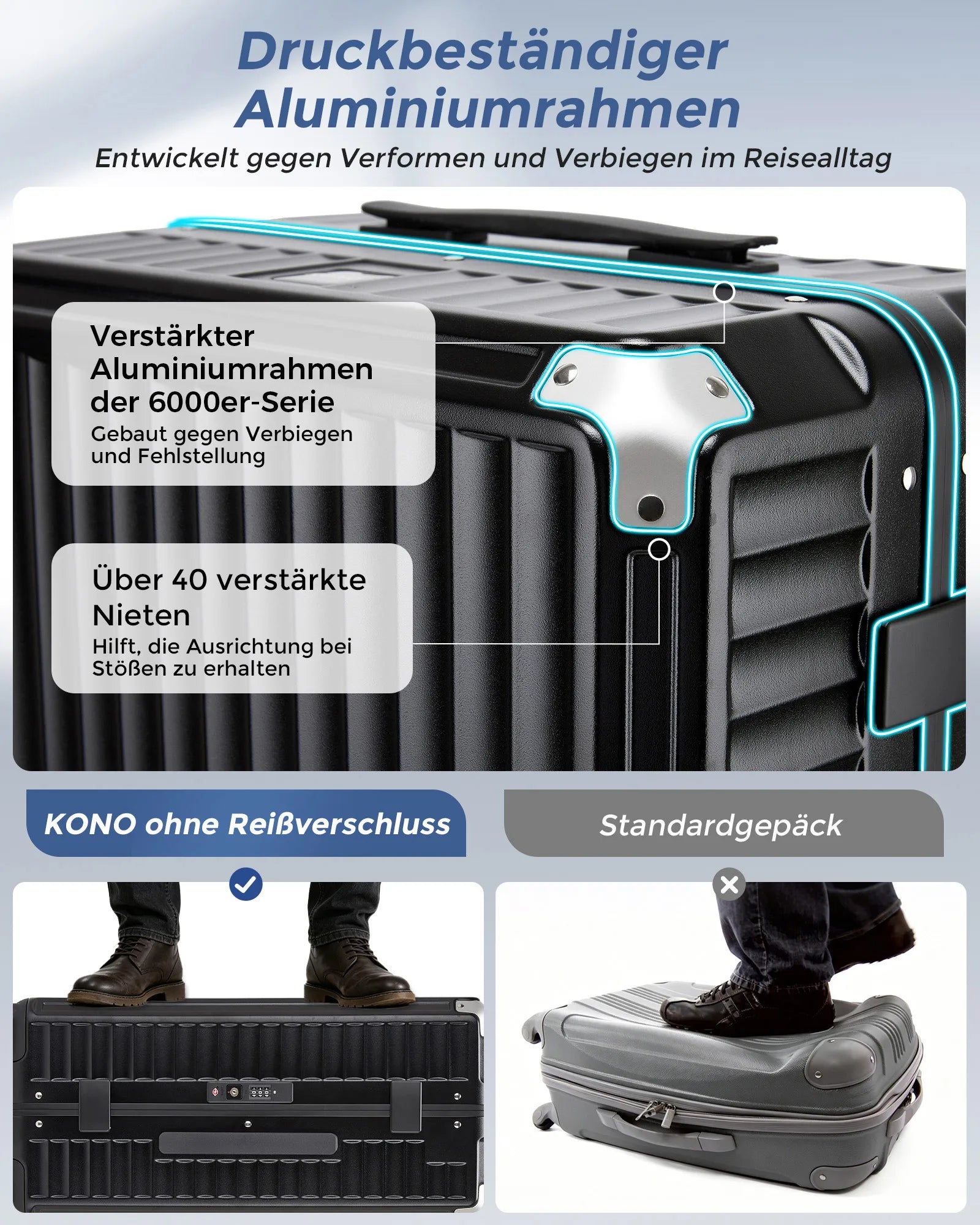 Set Di Valigie Rigide | Valigie Set con 4 Ruote Girevoli e Design Senza Cerniere per Viaggi Sicuri 2