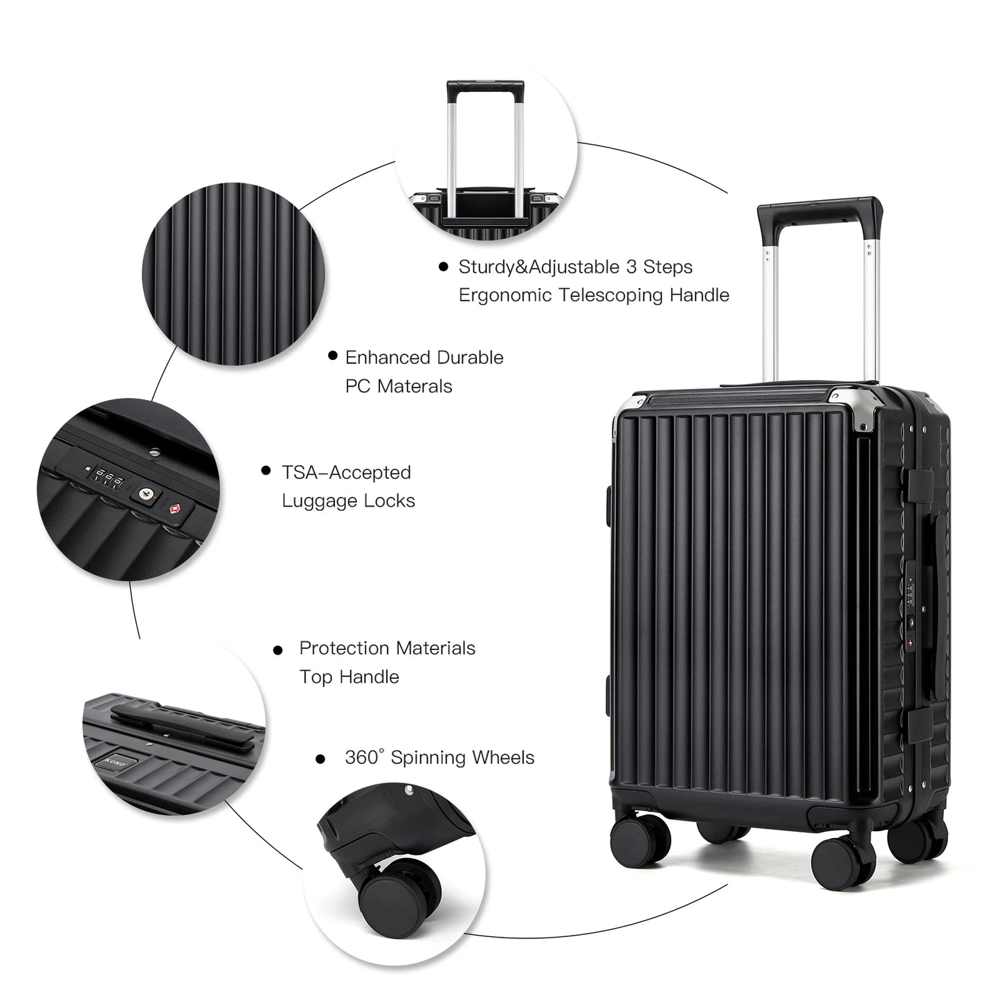 Set Di Valigie Rigide | Valigie Set con 4 Ruote Girevoli e Design Senza Cerniere per Viaggi Sicuri 4