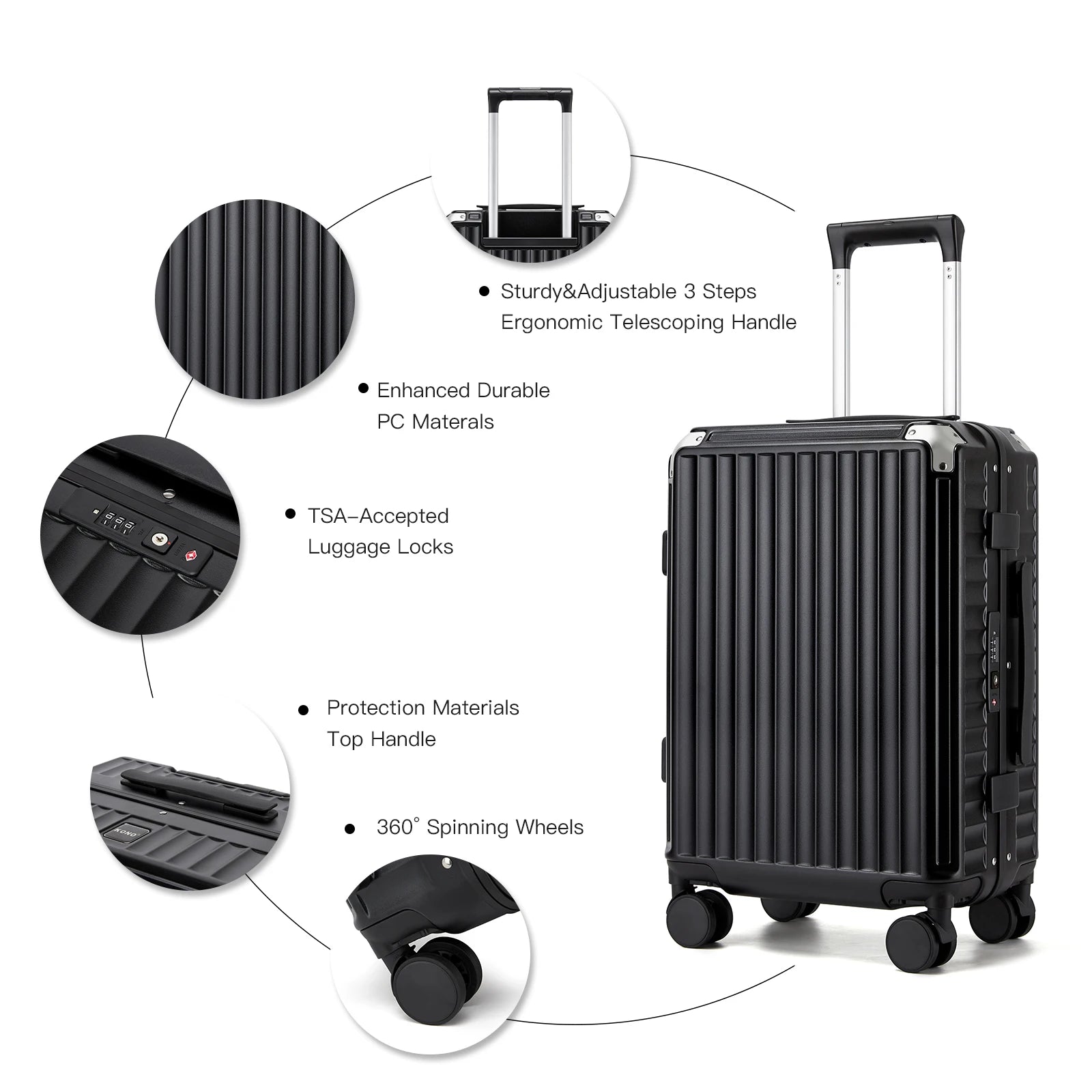 Set Di Valigie Rigide | Valigie Set con 4 Ruote Girevoli e Design Senza Cerniere per Viaggi Sicuri 4