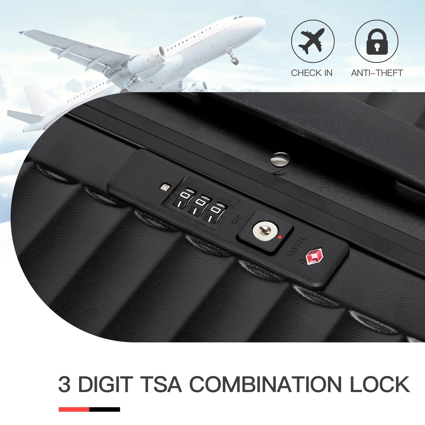 Set Di Valigie Rigide | Valigie Set con 4 Ruote Girevoli e Design Senza Cerniere per Viaggi Sicuri 5
