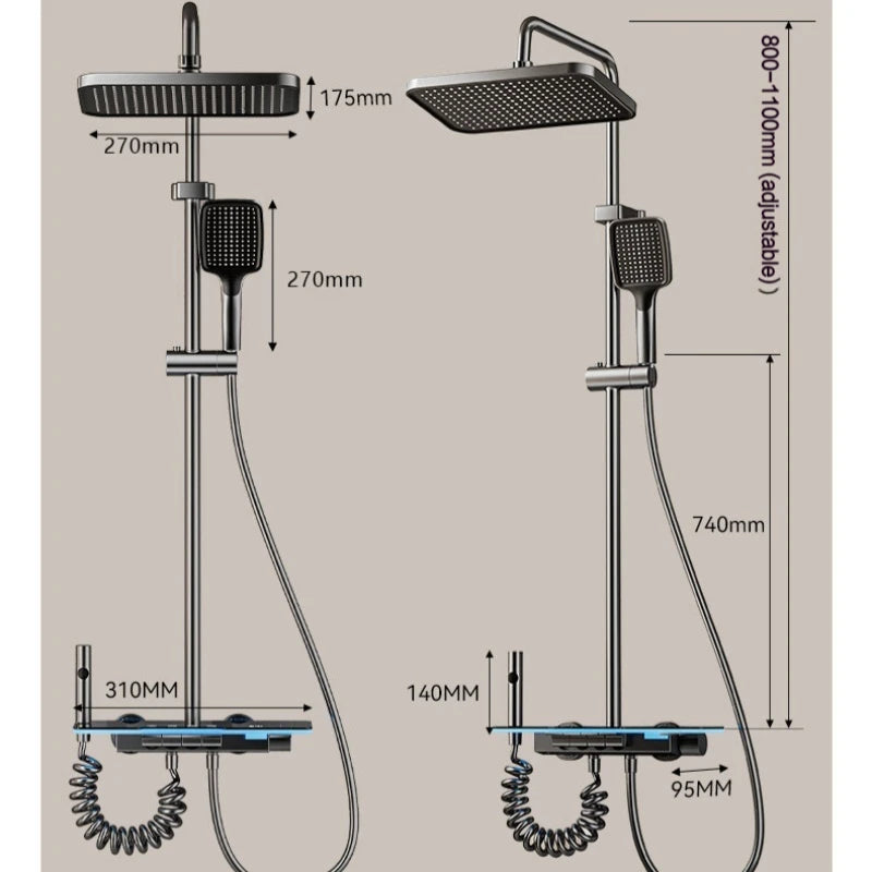 Set Doccia Completo | Kit Doccia con Display LED e Soffione a Pioggia - Comfort e Sicurezza per il Tuo Bagno 4
